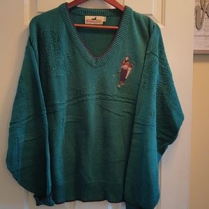 Men's golf v-neck sweater green size large